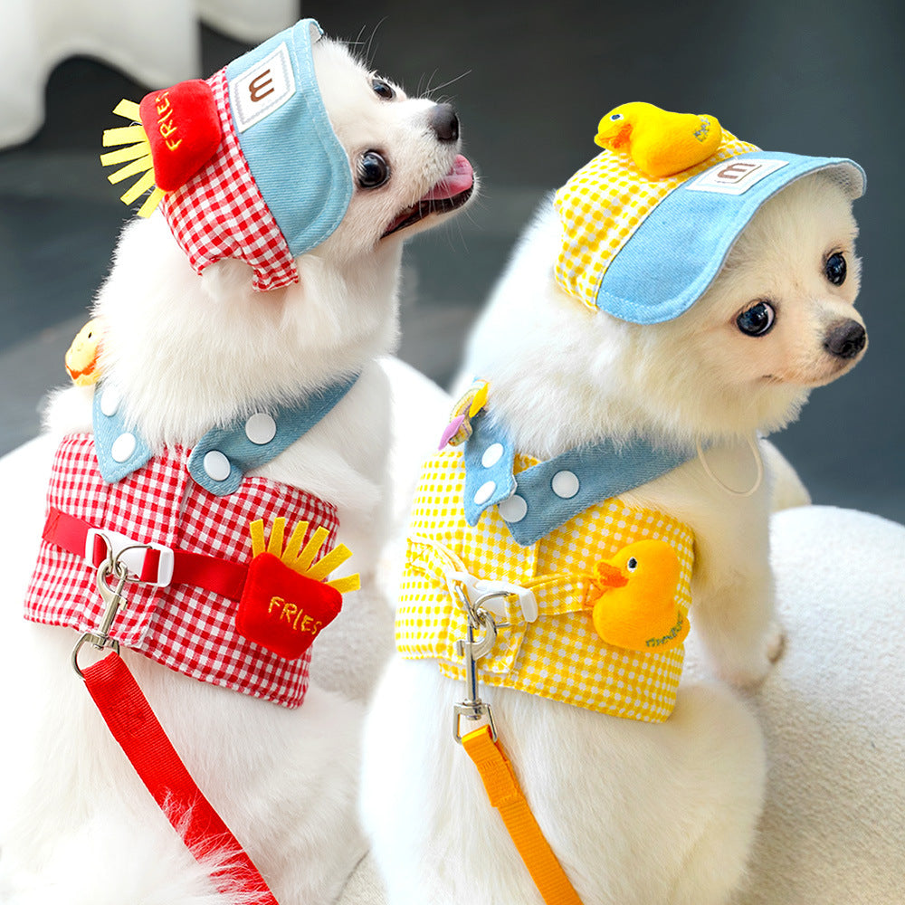 Pet Harness and Leash Set with Cute Hat